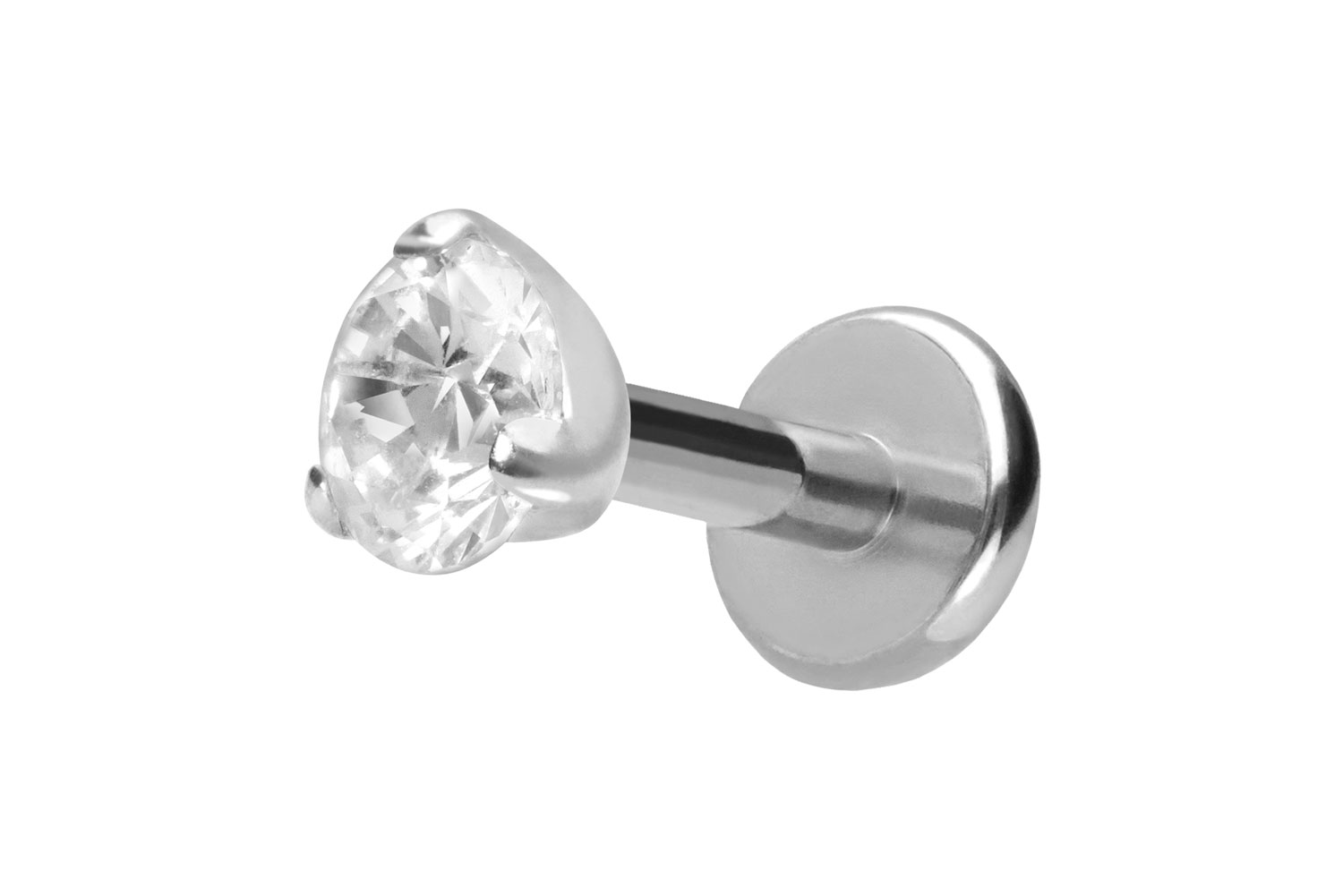 Titan Labret Piercing mit Push Fit EINGEFASSTER KRISTALL